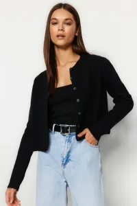 Trendyol Black Crop Soft Textured Blouse- Cardigan Knitwear Suit Knitwear Cardigan #7227942