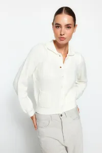 Trendyol Soft Textured Ecru Polo Collar Knitwear Cardigan