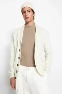 Trendyol Ecru Men's Slim Fit Shawl Collar Hair Knit Sweater Cardigan #7272922