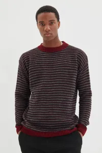 Trendyol Claret Red Men Regular Crewneck Jacquard Sweater