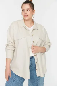 Trendyol Curve Plus Size Shirt - Beige - Relaxed fit