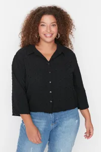 Trendyol Curve Black Crop Woven Shirt with Pocket