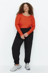 Trendyol Curve Black Loose Jogger Knitted Sweatpants with Thin Elastic Legs #5048978