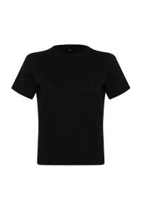 Trendyol Curve Black Piping Detailed Knitted T-shirt