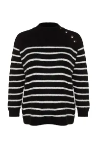 Trendyol Curve Black Striped Gold Button Detailed Knitwear Sweater