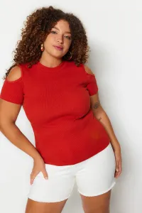 Trendyol Curve Cinnamon Corduroy Knitted Cut Out Detailed Blouse #4424406