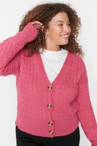 Trendyol Curve Plus Size Cardigan - Pink - Relaxed fit
