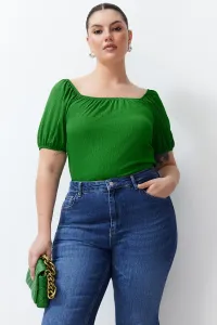 Trendyol Curve Green Gathered Detailed Knitted Blouse #9572046