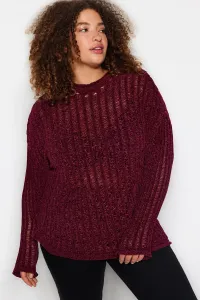 Trendyol Curve Claret Red Knitwear Plus Size Sweater