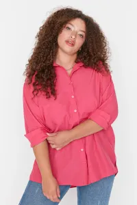 Trendyol Curve Pink Woven Poplin Oversize Shirt #5059612