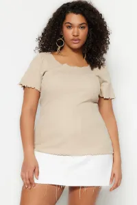 Trendyol Curve Stone Roving Knitted U-Neck T-Shirt