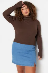 Trendyol Curve Brown High Neck Knitted Blouse #5866986
