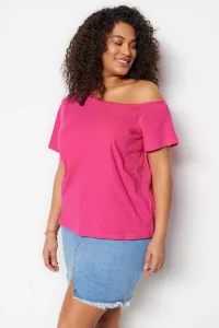 Trendyol Curve Fuchsia Off-Shoulder Detailed Knitted Blouse