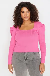 Trendyol Curve Pink Watermelon Sleeve Knitwear Blouse