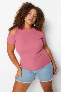 Trendyol Curve Pink Ribbed Knitted Cut Out Detailed Blouse #6004707