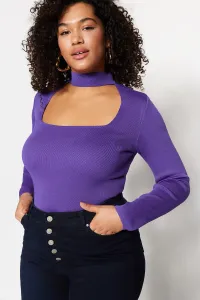 Trendyol Curve Purple Collar Detailed Knitwear Blouse #6043786