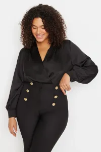 Trendyol Curve Black Woven Buttoned Satin Look Body