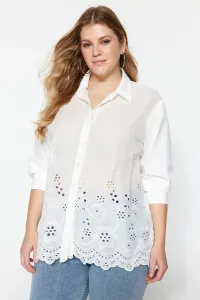 Trendyol Curve White Woven Scallop Detail Shirt #6044087