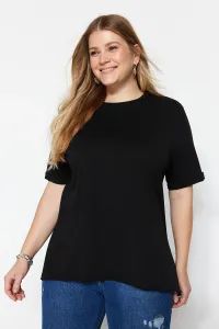 Trendyol Curve Black Knitted Crewneck Double Sleeve T-Shirt