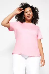 Trendyol Curve Pink Basic Crew Neck Knitted T-Shirt
