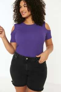 Trendyol Curve Purple Ribbed Knitted Cut Out Detailed Blouse #5019557