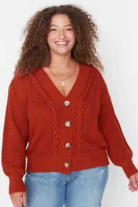 Trendyol Curve Tile Knitted Detailed V Neck Knitwear Cardigan