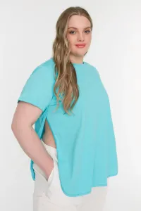 Trendyol Curve Plus Size T-Shirt - Green - Relaxed fit