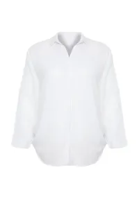 Trendyol Curve White Basic Oversize Woven Shirt #9364507