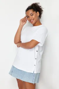 Trendyol Curve White Button Detailed Knitted T-shirt #9155604