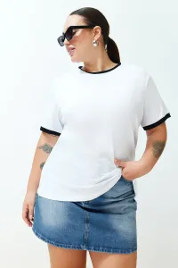 Trendyol Curve White Color Block Detailed Boyfriend Knitted T-shirt #9247458