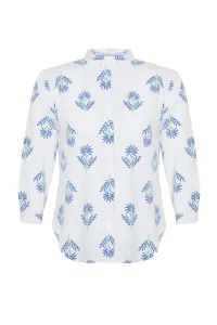 Trendyol Curve White Plus Size Tropical Patterned Shirt