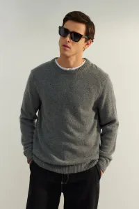Trendyol Limited Edition Dark Gray Men's Regular Fit Crew Neck Wool Basic Knitwear Sweater