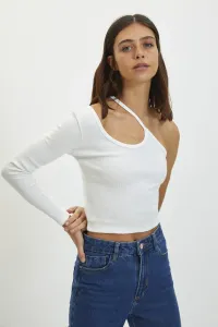 Trendyol Ecru Cut Out Detailed Ribbed Crop Knitted Blouse #4300902