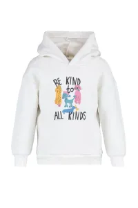 Trendyol Ecru Hooded Printed Girl Knitted Sweatshirt #5346860