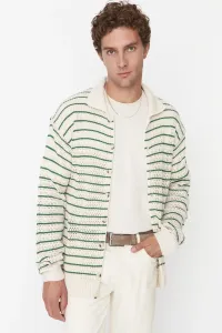 Trendyol Ecru Regular Fit Crochet Detailed Striped Knitwear Cardigan #783875