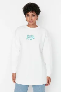 Trendyol Ecru Crew Neck Printed Detailed Knitted Sweatshirt #5036906