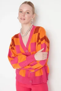 Trendyol Fuchsia Patterned Knitwear Cardigan with Button Detailed #5165234