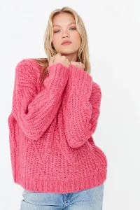Trendyol Soft Textured Fuchsia Wide Fit Knitwear Sweater #758975