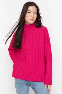 Trendyol Fuchsia Oversize Knit Detailed Knitwear Sweater #4466563