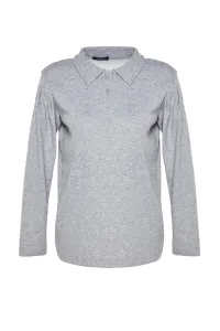 Trendyol Gray Melange Polo Neck Knitted Tunic #7823792