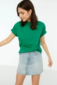 Trendyol Green 100% Cotton Basic Stand Collar Knitted T-Shirt #4174358
