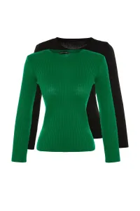 Trendyol Green-Black Two-Pack Knitwear Sweater #4658100