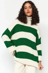 Trendyol Green Ecru Striped Thessaloniki Knitted Knitwear Sweater