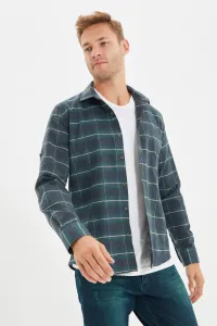 Trendyol Green Slim Fit Epaulettes Lumberjack Plaid Shirt