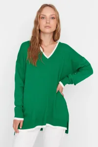 Trendyol Green Oversized V-Neck Knitwear Sweater #5246842