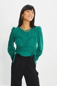 Trendyol Green Slim Fit Woven Gathered Blouse #4475480