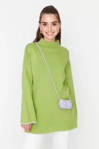 Trendyol zelený stojaci golier Pletený sveter so španielskymi rukávmi