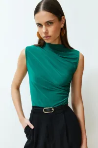Trendyol Green Zero Sleeve Gathered Formal Stretch Knitted Blouse