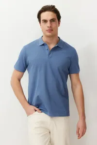 Trendyol Indigo Men's Regular/Normal Fit Textured Polo Neck T-Shirt