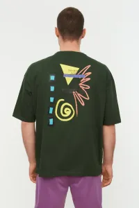 Trendyol Men's Oversize/Wide-Fit Crew Neck Short Sleeve Art Print 100% Cotton T-Shirt